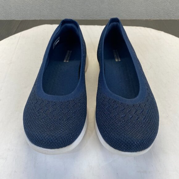 Skechers‎ GOGA MAT  Lite Vegan Washable Knit Skimmers Glimmer Navy Sneaker 8.5 - Picture 1 of 16